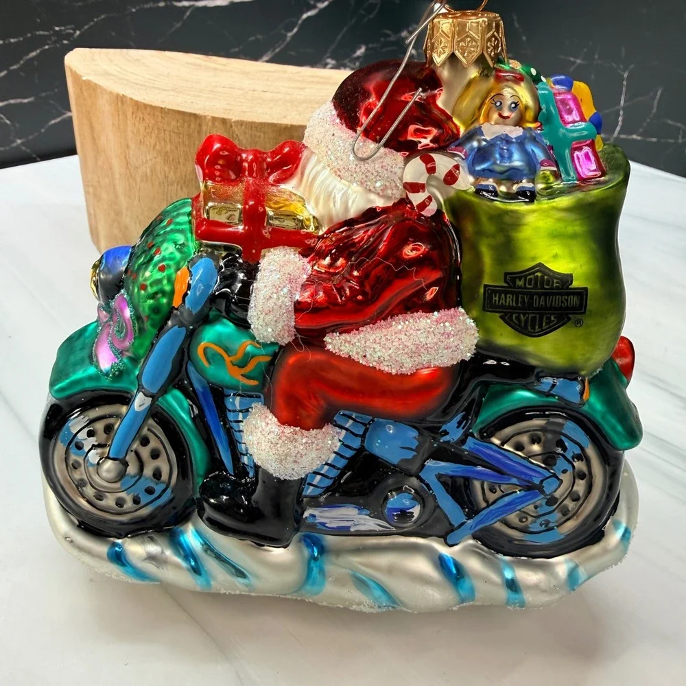 Harley-Davidson Christopher Radko Freewheelin Santa Glass Ornament 97-HAR-01